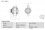 Generaator BOSCH 0 986 046 180
