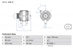 Generaator BOSCH 0 986 046 210