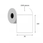 Paper thermal transfer labels 35x160 / 1500 pcs, 40 g, semigloss, acrilic adhesive,1 row, an external coil, white, corners rounded