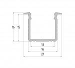 Alumiinium s&uuml;vistatav 2m profiil 16x16mm