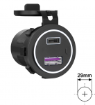 USB-C / USB-A Laadimispesa, 12/24V, 3.25A, Valgustatud