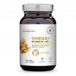 Aura Herbals &ndash; Omega+ medvitamiin D3 2000 IU ja K2 &ndash; 60 bl&oslash;de kapslid