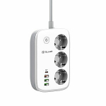 Tellur Smart WiFi toitejaotur 3 v&auml;ljundiga, PD30W, QC18W, 2xUSB 2.4A 2500W 10A 2m