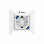 Tellur Smart WiFi Seina Pistiku 3600W 16A, PD20W, USB 18W, energiatarbimise lugemine, valge