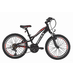 Bērnu velosipēds Bisan BUFFALO Matt Black/Red (Rata izmērs: 24 Rāmja izmērs: 12)