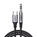 AUX kaabel 3,5 mm mini jack - USB Type C nutitelefoni jaoks 1m Must