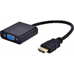 Adapter AV Gembird HDMI - D-Sub (VGA) 0.15m musta (A-HDMI-VGA-04)