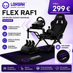 LORGAR FLEX RAF1, Sim Racing Cockpit Advanced, Foldable, 150x72x113 cm-playing, 38x72x126cm-folded, Black + MAT