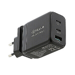 Tellur GaN 65W 3-port seinalaadija, 2xUSB-C + USB-A, EL, UK, US, must
