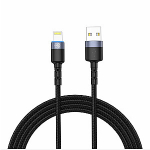 Tellur Andmesidekaabel USB to Lightning LED, nailonist punutud, 1.2m must