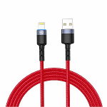 Tellur Andmeside USB to Lightning LED valgusega, 3A, 1.2m punane