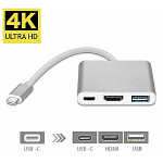 Fusion (3 in 1) USB-C Multiport Adapteris / USB 3.0 / HDMI / USB-C / H&otilde;be