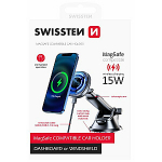 Swissten Magnētisks Automa&scaron;īnas Turētājs ar Bezvadu uzlādi 15W (MagSafe compatible)