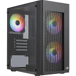 Aerocool HEXFORMBKV2 Micro ATX PC korpus 3 ventilaatorit FRGB must