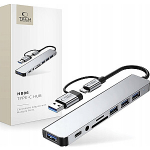 TECH-PROTECT HB06 HUB ADAPTER 9IN1 TYPE-C + USB2.0 + USB3.0 + SD/TF + AV3.5 KOSMOS HALL