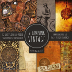 Vintage Steampunk Scrapbook Paper Pad 8x8 Scrapbooking Kit for Papercrafts, Cardmaking, DIY Crafts, Old Retrofuturistic Theme, Vintage Design