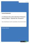 A Critical Look at the American Dream in Imbolo Mbues Behold the Dreamers: About Failed Illusions and the Sustainability of the American Dream