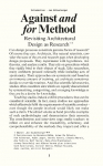 Against and For Method: Revisiting Architectural Design as Academic Research