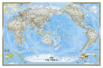 National Geographic World, Pacific Centered Wall Map - Classic (46 X 30.5 In)