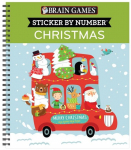 Brain Games - Sticker by Number: Christmas (Bus Cover): Fun Holiday Activity Book for Kids and Adults Spiral Bound with Perforated Pages 10 Festive Sticker Designs Great Christmas Gift