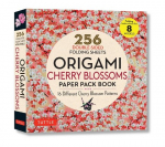 Origami Cherry Blossoms Paper Pack Book: 256 Double-Sided Folding Sheets with 16 Different Cherry Blossom Patterns with solid colors on the back (Includes Instructions for 8 Models)