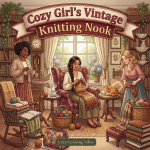 Cozy Girl's Vintage Knitting Nook: Fun Bold Line Adult Coloring Book | Aesthetic Hobby Scenes, Relaxing Daily Moments, Peaceful Hygge Stitching Designs | Anxiety Relief, Mindfulness Craft Activities & Creative Art Therapy Gift for Seniors, Women & Teens