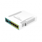 Mikrotik Wired Ethernet Router RB960PGS, hEX PoE, CPU 800MHz, 128MB RAM, 16MB, 1xSFP, 5xGigabit LAN, 1xUSB, Power Output On ports 2-5, Ourput: 1A max per port; 2A max total, RouterOS L4  hEX PoE Router  RB960PGS  No Wi-Fi  10/100/1000 Mbit/s