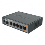Mikrotik Wired Ethernet Router RB760iGS, hEX S, Dual Core 880MHz CPU, 256MB RAM, 16 MB (MicroSD), 5xGigabit LAN, 1xSFP, USB, IPsec hardware encryption support and The Dude server package, PCB temperature and Voltage Monitor, Beeper, RouterOS L4  Ent