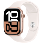Apple Watch Series 10 GPS + Cellular 46mm Rose Gold Aluminum Case with Light Blush Sport Band - M/L