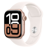 Apple Watch Series 10 GPS + Cellular 42mm Rose Gold Aluminum Case with Light Blush Sport Band - S/M