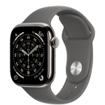 Apple Watch Series 11 GPS + Cellular 42mm Natural Titanium Case with Stone Gray Sport Band - S/M