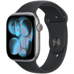 Apple Watch Series 11 GPS + Cellular 46mm Space Gray Aluminum Case with Black Sport Band - M/L