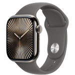Apple Watch Series 10 GPS + Cellular 42mm Natural Titanium Case with Stone Gray Sport Band - S/M