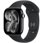Apple Watch Series 11 GPS + Cellular 46mm Jet Black Aluminum Case with Black Sport Band - S/M