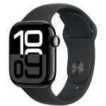 Apple Watch Series 10 GPS + Cellular 42mm Jet Black Aluminum Case with Black Sport Band - S/M