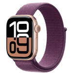 Apple Watch Series 10 GPS + Cellular 42mm Rose Gold Aluminum Case with Plum Sport Loop