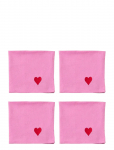 Midnatt - Napkins 4-Pack Pink Hearts - Riidest salvr&auml;tikud - 40X40CM