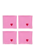 Midnatt - Napkins 4-Pack Pink Hearts - Riidest salvr&auml;tikud - 40X40CM