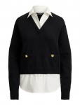 Lauren Ralph Lauren - Layered Button-Trim Cotton Sweater - Dressipluusid - S