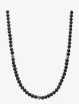 Nialaya - Beaded Necklace With Matte Onyx And Silver - Kaelakeed - ONE SIZE 61 cm