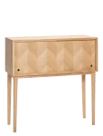 H&uuml;bsch - Herringbone Console Table Sliding Doors Natural - Kapid - 90X35X90CM