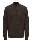 ONLY & SONS - Onsleonard Life Reg 7 Half Zip Knit Cs - Poolpika lukuga džemprid - XXL