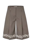 STINE GOYA - Embroidered Canvas, Pleated Eyelet Bermuda - Bermuda - L