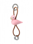 Kay Bojesen - Fugl S&oslash;lvtonet Metal N&oslash;glering Med Naturl&aelig;der Rosa - Puidust kujud - 4.5 CM