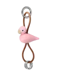 Kay Bojesen - Fugl S&oslash;lvtonet Metal N&oslash;glering Med Naturl&aelig;der Rosa - Puidust kujud - 4.5 CM