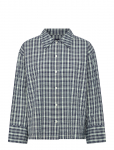 Nudie Jeans - Jutta Shirt Indigo Seersucker Blue/Offwhite - Pikkade varrukatega - M