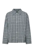 Nudie Jeans - Jutta Shirt Indigo Seersucker Blue/Offwhite - Pikkade varrukatega - M
