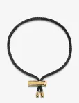 Nialaya - Men's Black String Bracelet With Adjustable Gold Lock - K&auml;ev&otilde;rud - ONE SIZE 20 cm