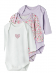 Name It - Nbfbody 3P Ls Lilac Petit Flower Noos - Pikkade varrukatega - 50
