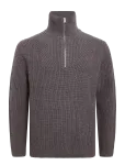 Garment Project - Half Zip Wool Knit - Dark Taupe Mel - Half Zip Pullover - XL
